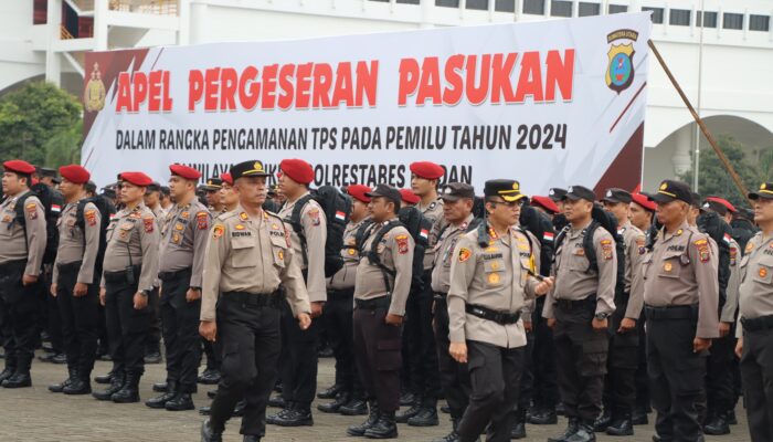 Paham Cara Bertindak Dalam Tugas, Apabila Terjadi Situasi Kontensi Di Lapangan Ucap Kapolrestabes Medan Saat Apel Serpas Personil Pam TPS Pemilu 2024